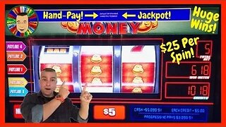 💥$25 Per Spin Jackpot Handpay On Monopoly Money Bags Slot💥