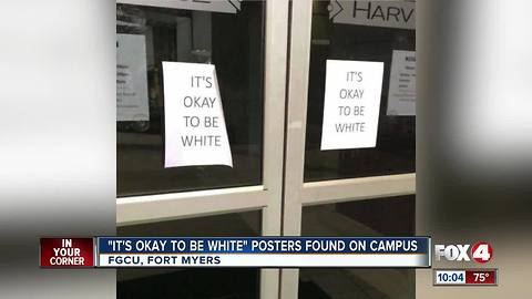 'It's okay to be white' signs found on FGCU campus