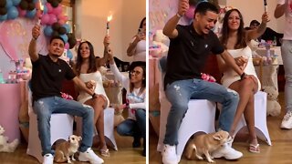 Dad-to-be has emotional response to gender reveal smoke