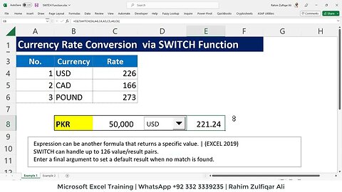 SWITCH Function in Microsoft Excel | Currency Rate Conversion
