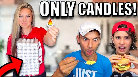 We cooked EVERYTHING using only CANDLES for 24HRS!! 🕯️ food challenge!