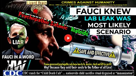 FAUCI KNEW LAB LEAK WAS MOST LIKELY SCENARIO (See related info and links in description)