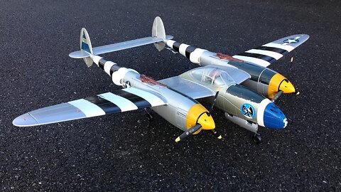 John's J-Power P-38 Lightning WWII Warbird Fighter Aircraft RC Plane Maiden Flight - Banana Hobby