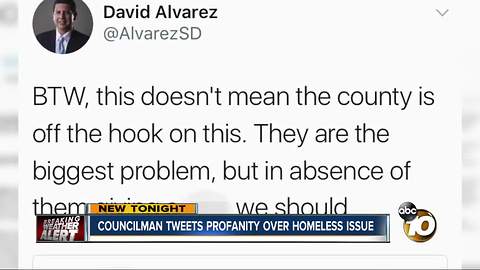 Councilman tweets profanity over homeless issue