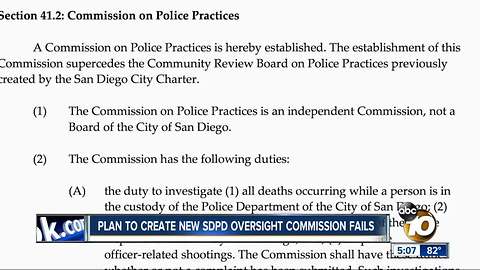 Plan to create new SDPD oversight commission fails