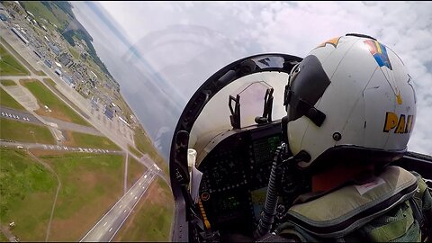 Crisp PNW Day Overhead EA-18G Growler Cockpit View - Section Fan Break into NAS Whidbey Island, WA
