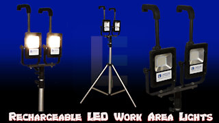 Rechargeable LED Work Area Lights with 3.5' to 10' Adjustable Tripod Mount - 2000 Lumens - IP67