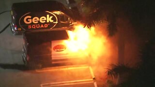 After protests, Geek Squad van catches fire outside Best Buy