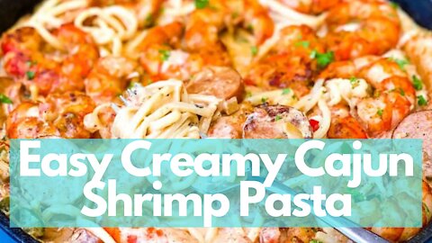 (Easy Creamy Cajun Shrimp Pasta) - Healthy Low Calorie Recipe For Weight Loss - Under 500 Calories
