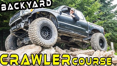 I Built a Rock Crawler Course at my House! Toyota Tacoma gets 40s!
