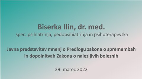 Biserka Ilin, dr. med. o spremembah in dopolnitvah ZNB, 29. 3. 2022