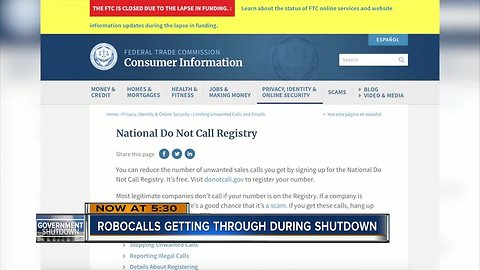 Businesses receiving more robocalls as "Do-Not Call" service is down during government shutdown