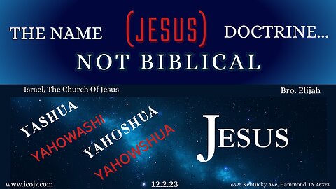 THE NAME (JESUS) DOCTRINE... NOT BIBLICAL