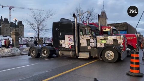 A Freedom Convoy Participant Blasts O Canada From His Truck