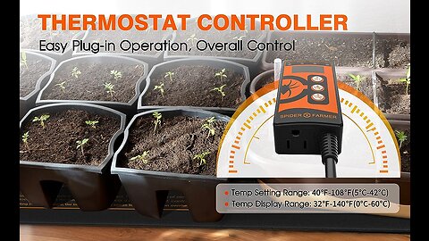 Spider Farmer Digital Heating Mat Thermostat Controller 40°F-108°F for Plant Germination, Seedi...