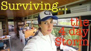 NO SOLAR POWER FROM 4 DAY STORM + TINY HOUSE SHOWER INSTALL | Bus Life NZ | RV Living Episode 15