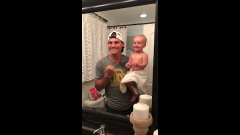 Little Girl Shows How Tough She Is With Adorably Funny Flex In The Mirror