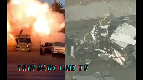 HUGE EXPLOSION of LAPD Bomb Disposal Truck Carrying Illegal Fireworks Rocks South L.A.