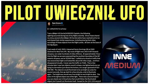 Były pilot marynarki wojennej udostępnił zdjęcia i wideo ze spotkania z UFO