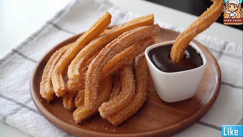 Homemade Churros And Chocolate Sauce easy recipe.@Indulovecooking