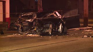 Two critically injured in crash that tore a car in half on Denison Avenue