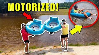 Motorized POOL FLOAT Fishing Challenge! (HILARIOUS!)