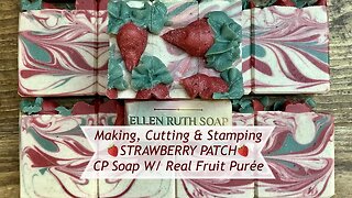 Making Super Lathering 🍓 STRAWBERRY PATCH 🍓 Cold Process Soap w/ Real Fruit Puree | Ellen Ruth Soap