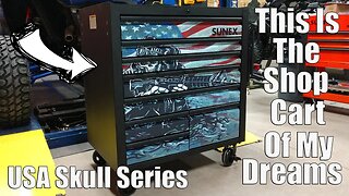 SUNEX 8-Drawer Premium Service Cart Toolbox | Black USA Skull | Model 8060MBUSASKULL