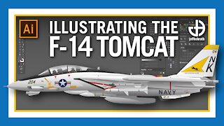 Drawing a Navy F-14 Tomcat Fighter Jet Aircraft Vector | Adobe Illustrator | Jeff Hobrath Art Studio
