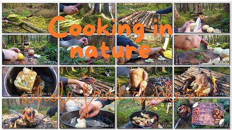 Cooking in nature - whole fried chicken