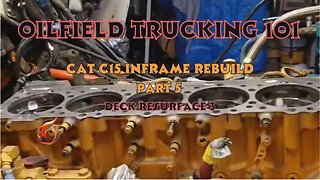 Caterpillar c15 inframe rebuild part 5, Deck resurfacing by hand 3