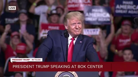 President Trump arrives at BOK Center in Tulsa for rally