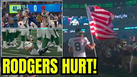 Aaron Rodgers LEAVES GAME HURT after AMAZING AMERICAN FLAG DEBUT with JETS on MNF!