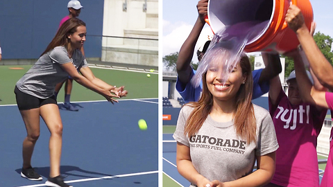 Britt Johnson Chases Tennis Balls, Takes Gatorade Shower