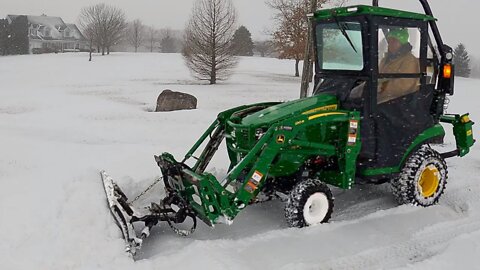 Subcompact Tractor Loader Attached Snow Plow! John Deere 1025R