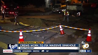 Crews repair sinkhole that opened in Southcrest street