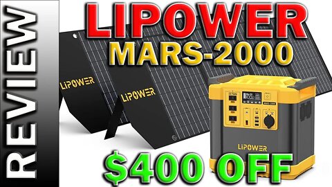 LIPOWER MARS-2000 Solar Generator 2000W + 2 Solar Panels LiFePO4 Portable Power Station Backup Power