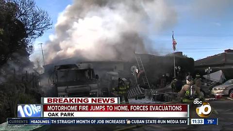 RV fire spreads to home, forces evacuations