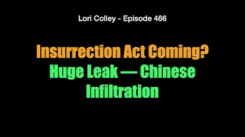 Lori Colley - Ep. 466 - Insurrection Act Coming? Huge Leak - Chinese Infiltration