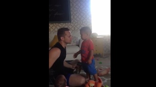 Kid freaks out when he see dad "fake" cry