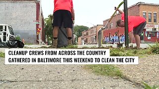 After presidential tweet storm about Baltimore, volunteers clean up debris