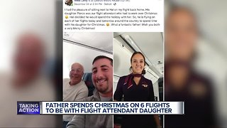 Father takes 6 flights to be with flight attendant daughter on Christmas