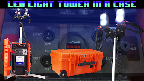 LED Roll Away Light Tower in a Case - 4, 10-Watt LEDs - Extends from 3 to 8 Feet - 9 Hour Runtime