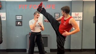 Axe-kick to side-kick combinations