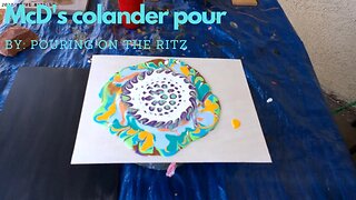 McD's Colander good vibe paint pour #pouringpaint #satisfying #pouring #paintpour #pouringontheritz