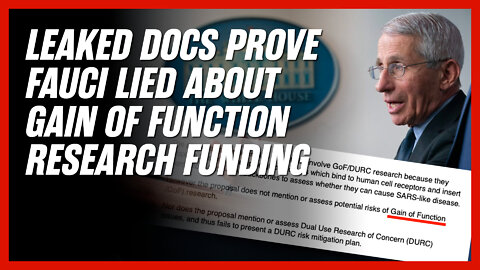 Project Veritas Documents Reveal Tony Fauci Funded Gain of Function Research