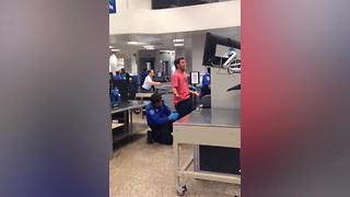 A Ticklish Man Gets A Pat Down At The Airport