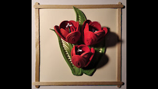 Quilling tulips card or wall decoration