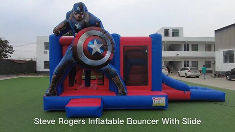 Steve Rogers Inflatable Bouncer With Slide #inflatables #trampoline #slide #bouncer #catle #jumping