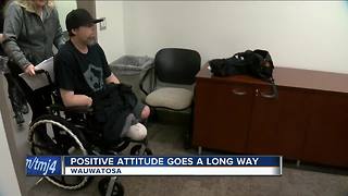 West Bend man who lost limbs due to dog lick continues recovery, remains positive